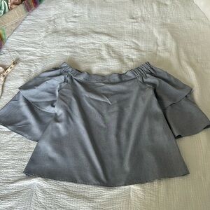 Blue off the shoulder top.